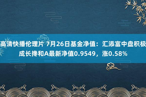 高清快播伦理片 7月26日基金净值：汇添富中盘积极成长搀和A最新净值0.9549，涨0.58%