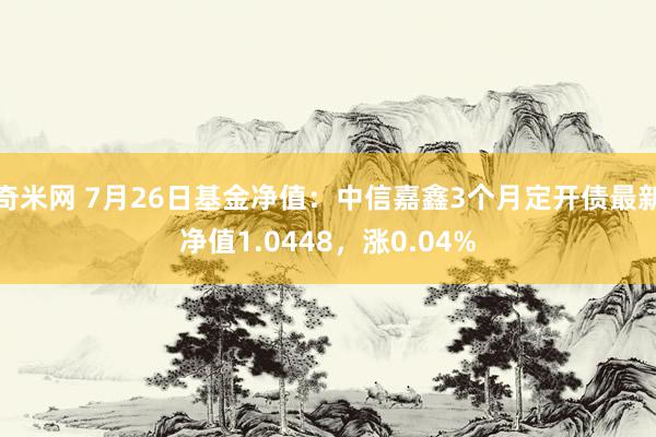 奇米网 7月26日基金净值：中信嘉鑫3个月定开债最新净值1.0448，涨0.04%