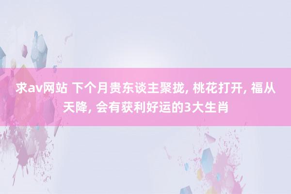 求av网站 下个月贵东谈主聚拢, 桃花打开, 福从天降, 会有获利好运的3大生肖