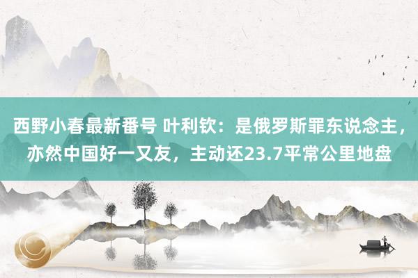 西野小春最新番号 叶利钦：是俄罗斯罪东说念主，亦然中国好一又友，主动还23.7平常公里地盘