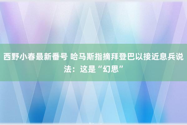 西野小春最新番号 哈马斯指摘拜登巴以接近息兵说法：这是“幻思”