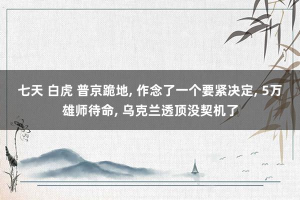 七天 白虎 普京跪地, 作念了一个要紧决定, 5万雄师待命, 乌克兰透顶没契机了