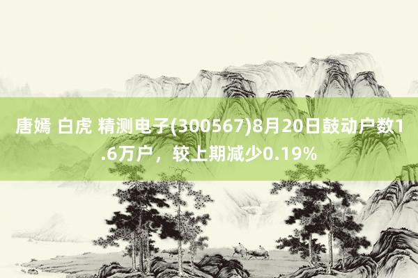 唐嫣 白虎 精测电子(300567)8月20日鼓动户数1.6万户，较上期减少0.19%